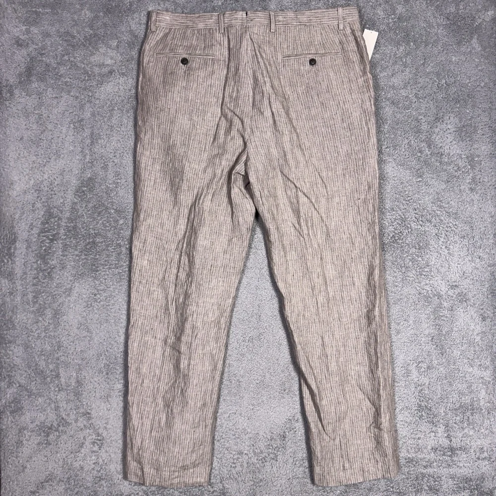 Baird McNutt Linen Pants Men 36x30 Murano 100% Linen Trouser Striped Chino